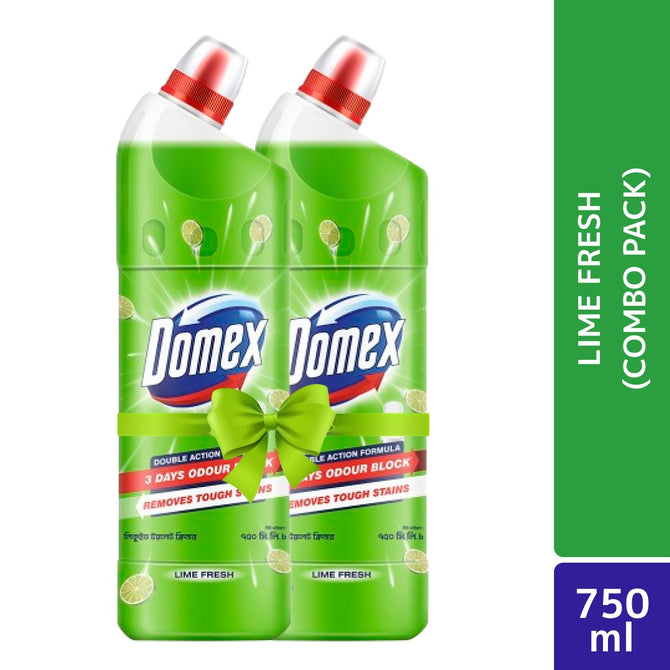Domex Toilet Cleaning Liquid Lime Fresh 750ml Combo Pack 2Pcs