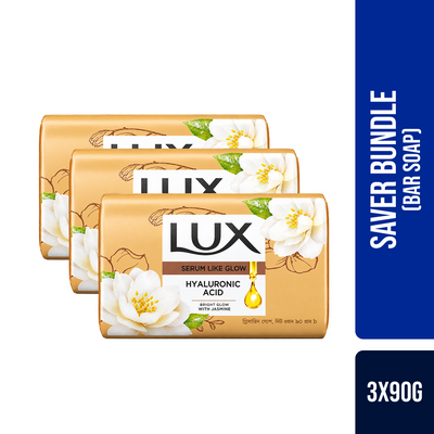 Lux Bright Glow Hya Bar Soap 90g (Bundle of 3)