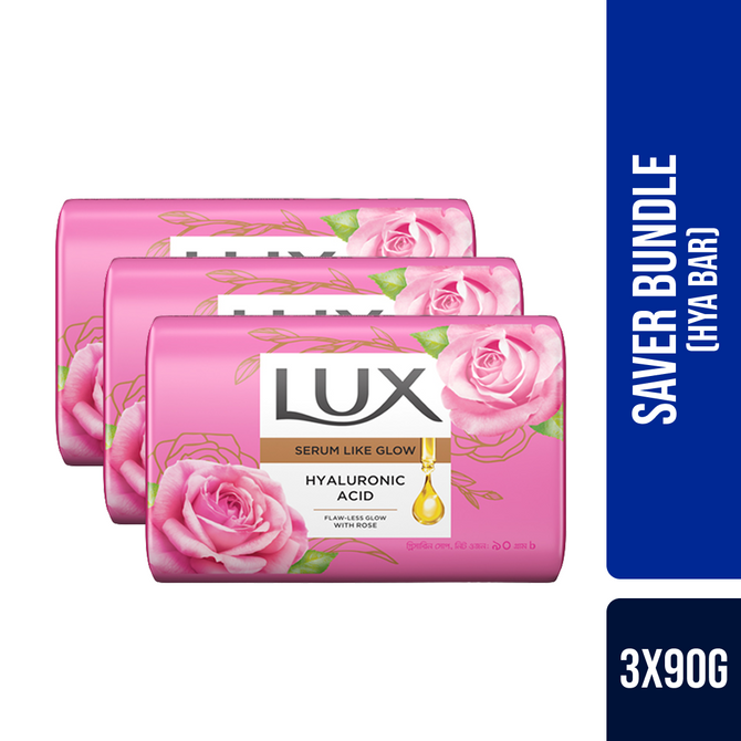 Lux Flaw Less Glow Hya Bar Soap 90g (Bundle of 3)