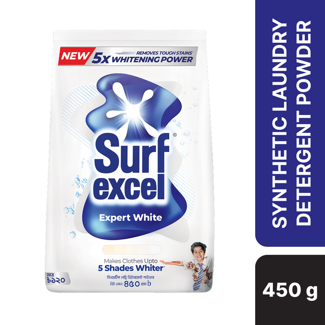 Surf Excel Expert White Synthetic Laundry Detergent Powder 450g