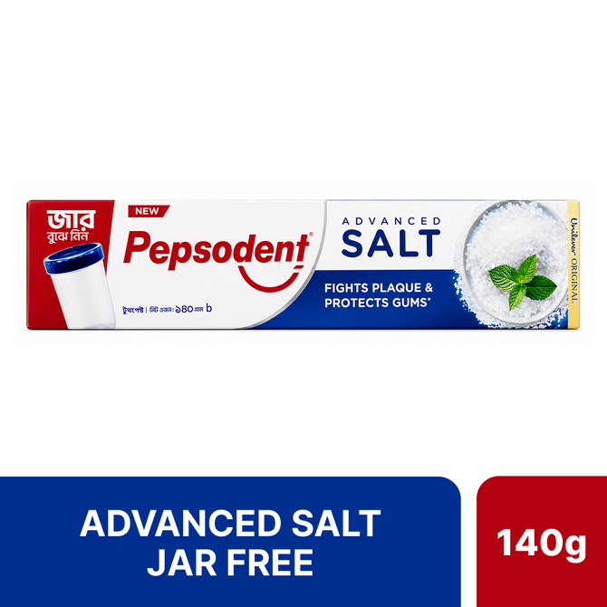 Pepsodent Toothpaste Advanced Salt 140g Jar Free