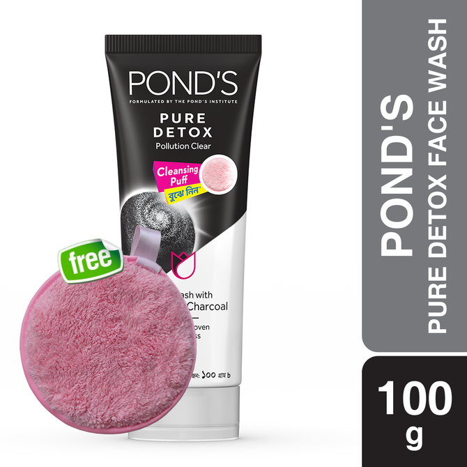 Pond's Face Wash Pure Detox 100g Cleansing Puff Free