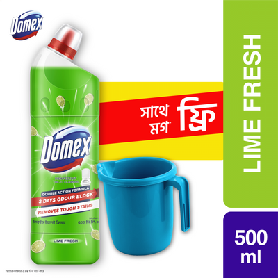 Domex Toilet Cleaning Liquid Lime Fresh 500ml Mug Free