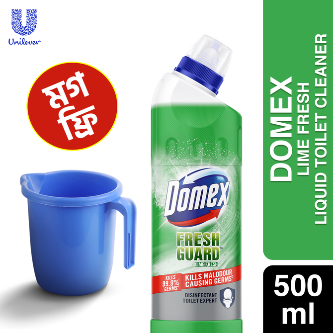 Domex Toilet Cleaning Liquid Lime Fresh 500ml Mug Free
