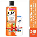 Lux Body Wash Orange Blossom & Vitamin C 245ml With 79ml Dove Shampoo Free