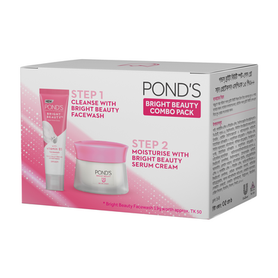 Pond's Bright Beauty Serum Cream 35g With 19gm Facewash Free