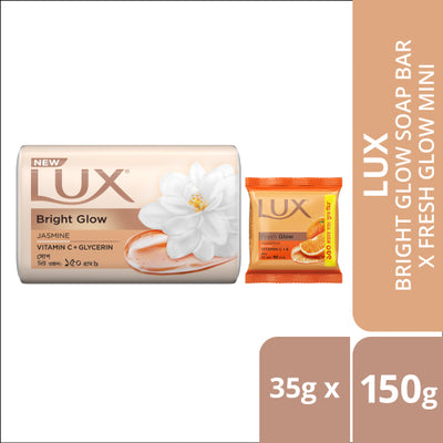 Lux Soap Bar Bright Glow 150g With Fresh Glow 35g Free