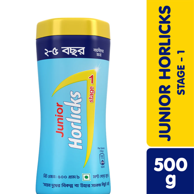 Junior Horlicks Health and Nutrition Drink Stage-1 Jar 500g (Powder Drink)