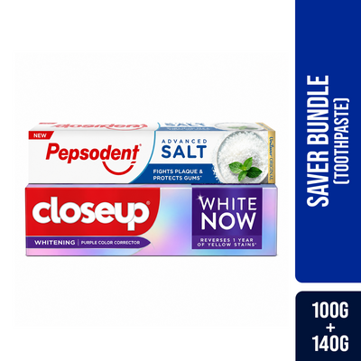 Closeup White Now & Pepsodent Salt Toothpaste Combo Pack (100g+140g)