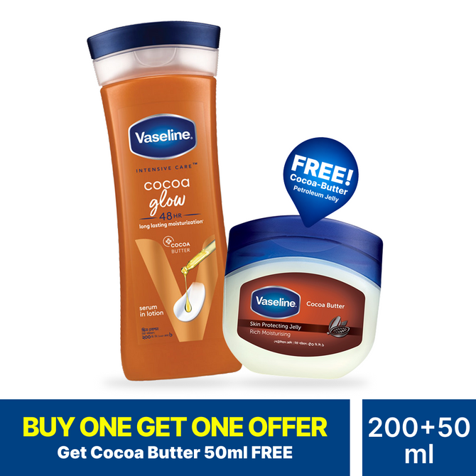 Buy Vaseline Lotion Cocoa Glow 200ml Get Cocoa Butter Jelly 50ml Free