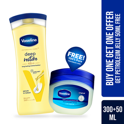 Buy Vaseline Lotion Deep Restore 300ml Get Petroleum Jelly 50ml free