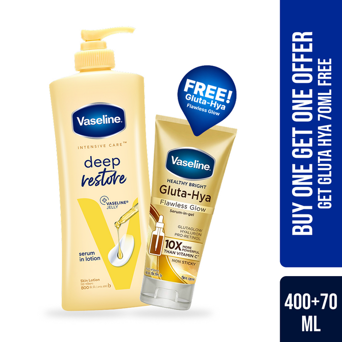 Buy Vaseline Lotion Deep Restore 400ml Get Gluta Hya Flawless Glow 70ml Free