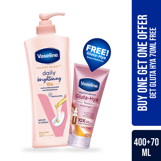 Buy Vaseline Lotion Healthy Bright 400ml Get Gluta Hya Dewy Radiance 70ml Free