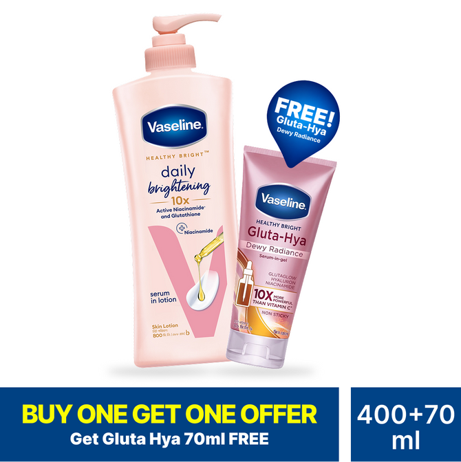 Buy Vaseline Lotion Healthy Bright 400ml Get Gluta Hya Dewy Radiance 70ml Free