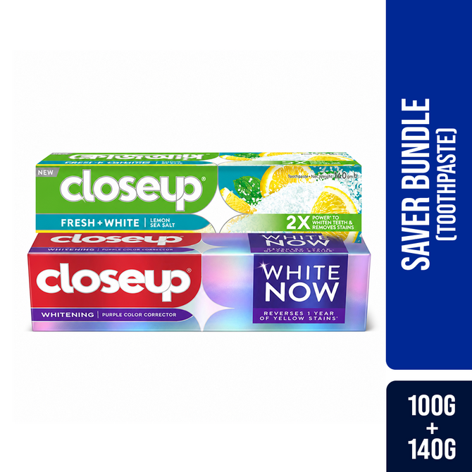 Closeup White Now & Lemon Sea Salt Toothpaste Combo Pack ( 100g+140g)