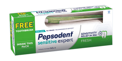 Pepsodent Sensitive Expert Fresh 140g Toothbrush Free