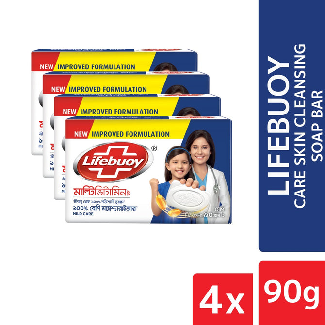Lifebuoy Skin Cleansing Soap Bar Care 90g (Bundle of 4)