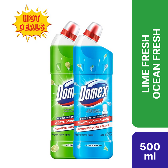 Domex Toilet Cleaning Liquid Lime & Ocean Fresh 500ml Combo Pack