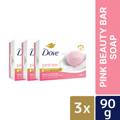 Dove Beauty Bar Soap Pink 90g (Bundle of 3)