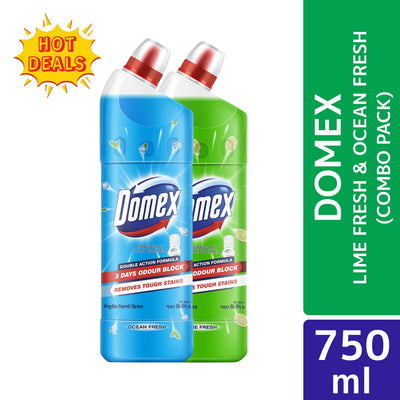 Domex Toilet Cleaning Liquid Lime & Ocean Fresh 750ml Combo Pack