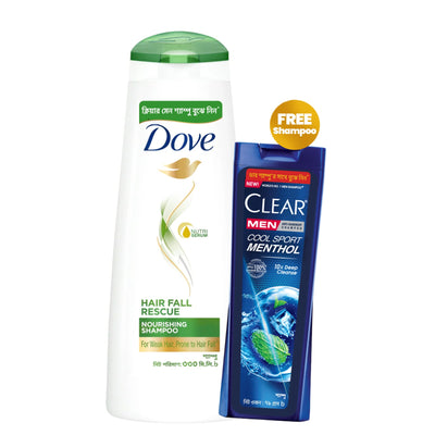Dove Shampoo Hairfall Rescue 330ml With 79ml Clear Men Shampoo Free