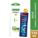 Dove Shampoo Hairfall Rescue 330ml With 79ml Clear Men Shampoo Free