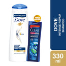 Dove Shampoo Intense Repair 330ml With 79ml Clear Men Shampoo Free