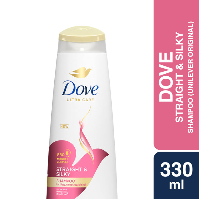 Dove Straight & Silky Shampoo 330ml (Unilever Original)