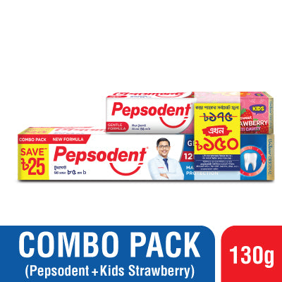 Pepsodent Germi-Check With Kids Strawberry Toothpaste 130gm (Bundle Pack)