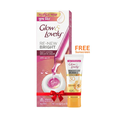Glow & Lovely Re-New Bright Multivitamin Serum In Cream 47g With 15g Sunscreen Free