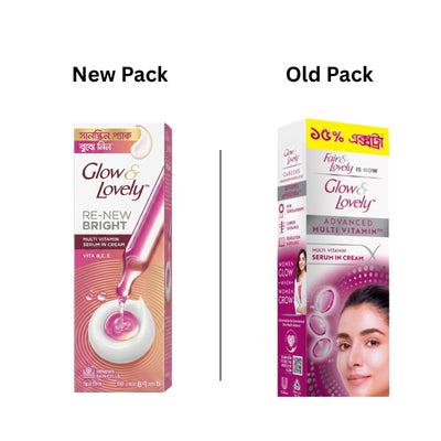 Glow & Lovely Re-New Bright Multivitamin Serum In Cream 47g With 15g Sunscreen Free