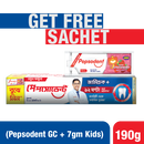 Pepsodent Toothpaste Germicheck 190g With 7gm Kids Strawberry Toothpaste Free