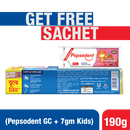 Pepsodent Toothpaste Germicheck 190g With 7gm Kids Strawberry Toothpaste Free