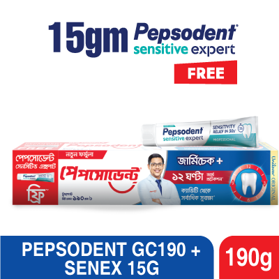 Pepsodent Toothpaste Germi-Check 190g With 15g Sensitive Expert Free