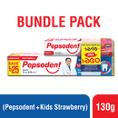 Pepsodent Germi-Check With Kids Strawberry Toothpaste 130gm (Bundle Pack)