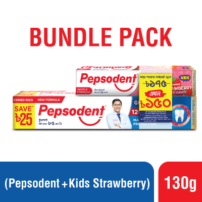 Pepsodent Germi-Check With Kids Strawberry Toothpaste 130gm (Bundle Pack)