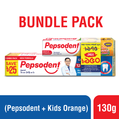 Pepsodent Germi-Check With Kids Orange Toothpaste 130gm (Bundle Pack)