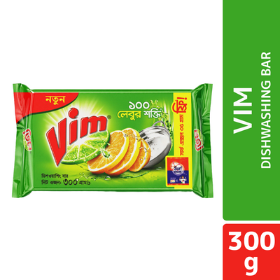 Vim Dishwashing Bar 300g With Surf Excel Detergent Mini Pack Free