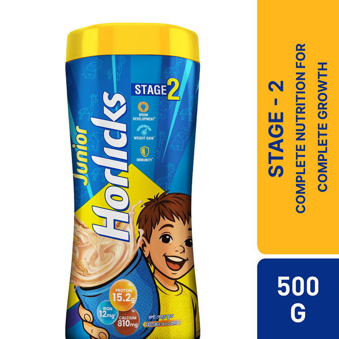 Junior Horlicks Health and Nutrition Drink Stage-2 Jar 500g (Powder Drink)