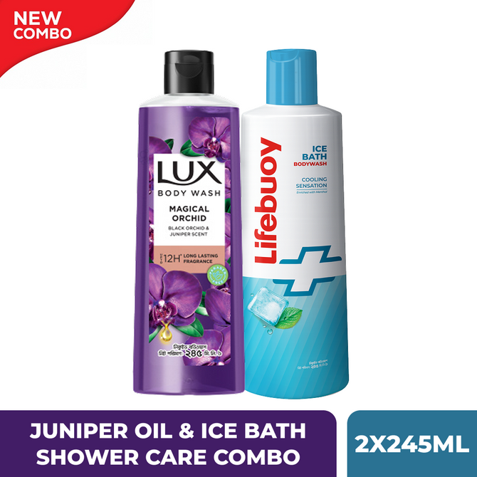 Lux Juniper Oil & Lifebuoy Ice Bath Shower Care Combo (2x245)ml