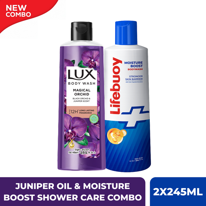 Lux Juniper Oil & Lifebuoy Moisture Boost Shower Care Combo (2x245)ml