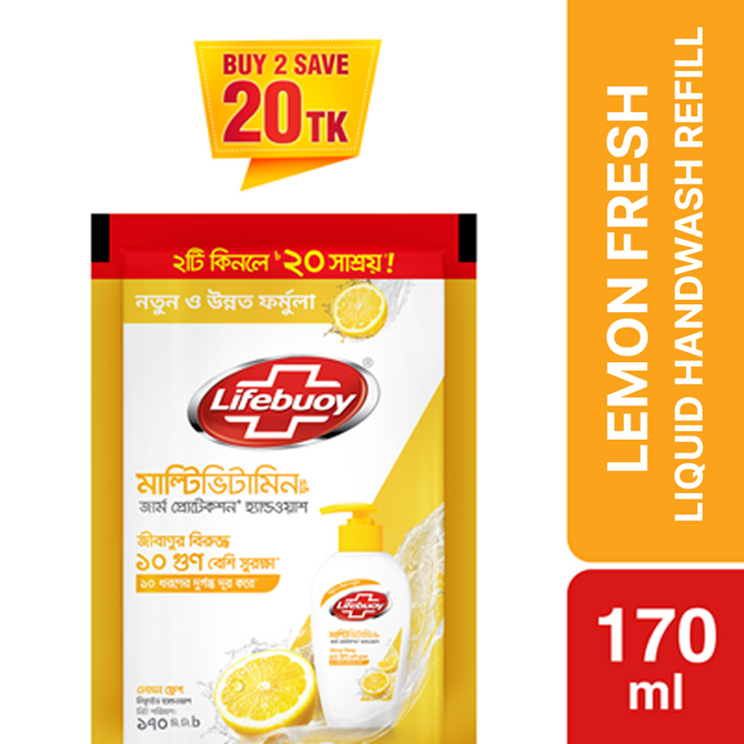 Lifebuoy Handwash Lemon Fresh Refill 170ml Combo Pack 2pcs