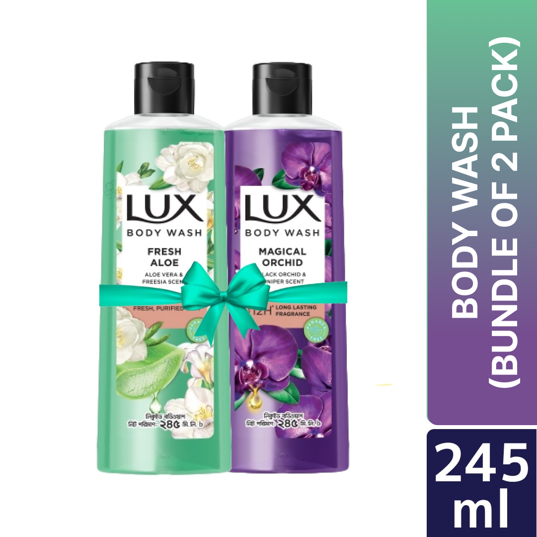 Lux Body Wash Freesia Scent & Aloe Vera & Black Orchid 245ml Combo Pack