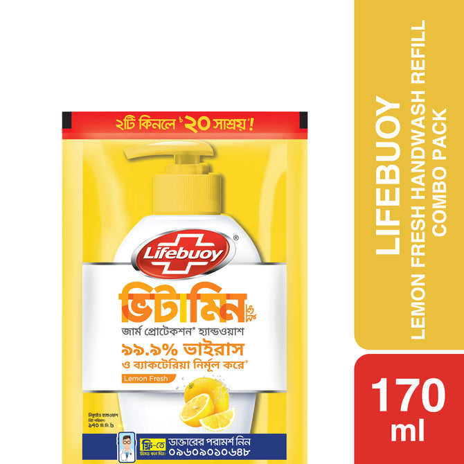 Lifebuoy Handwash Lemon Fresh Refill 170ml Combo Pack 2pcs