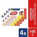 Lifebuoy Skin Cleansing Soap Bar Lemon Fresh 100g (Bundle of 4)