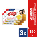 Lifebuoy Skin Cleansing Soap Bar Lemon Fresh 150g (Bundle of 3)