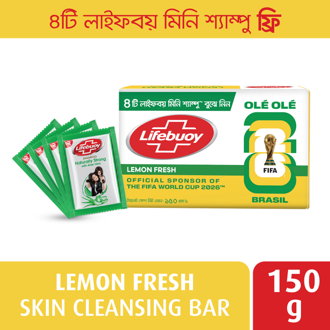Lifebuoy Soap Bar Lemon Fresh 150g With 4pcs Mini Shampoo Free