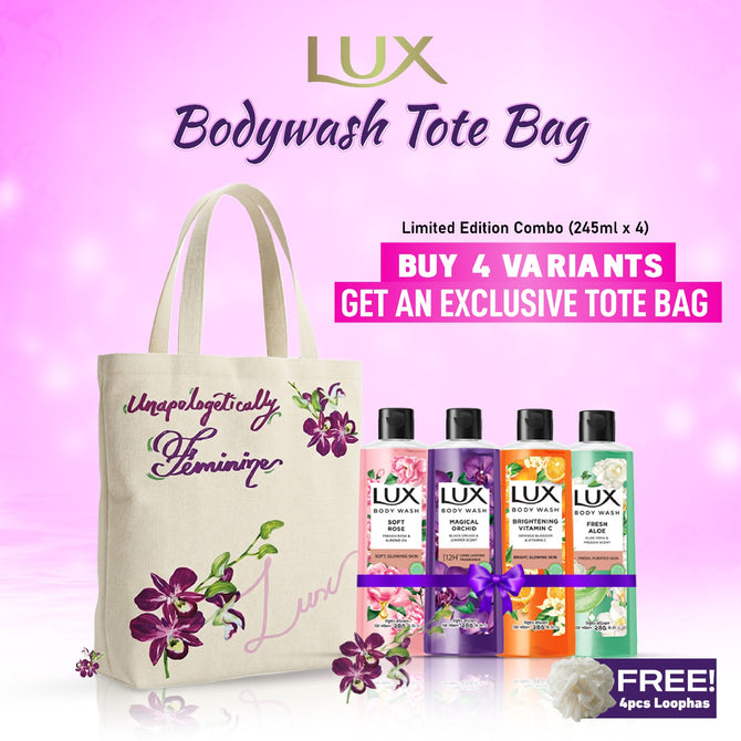 Buy 4 Variants of Lux Body Wash (245ml Each) & Get An Exclusive Tote Bag
