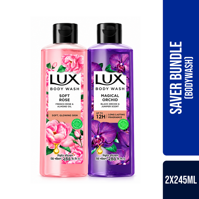 Lux Body Wash French Rose & Almond & Black Orchid 245ml Combo Pack