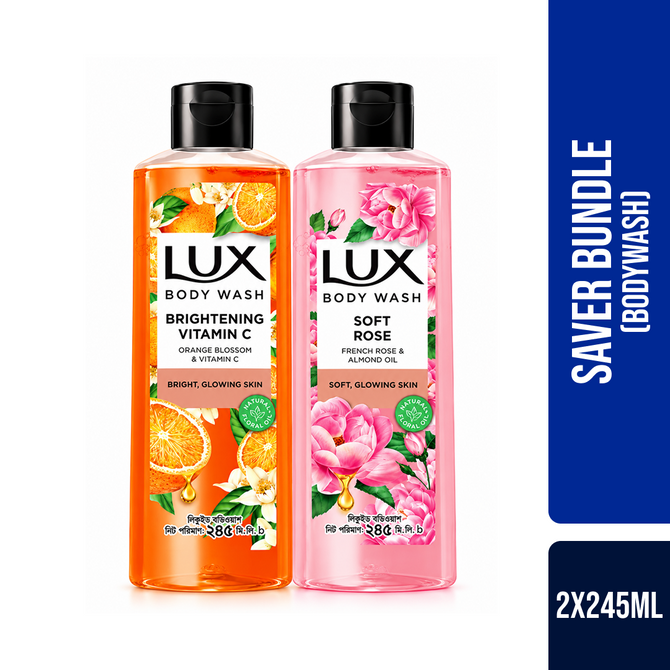 Lux Body Wash Orange Blossom & Vitamin C & French Rose & Almond 245ml Combo Pack